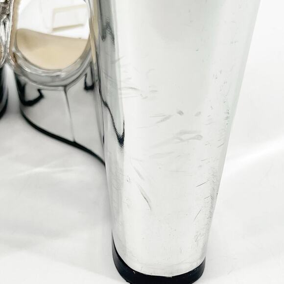 Jimmy Choo Silver Metallic Bing 120 Crystal Embellished Wedge Sandal size IT 37 - Picture 11 of 15